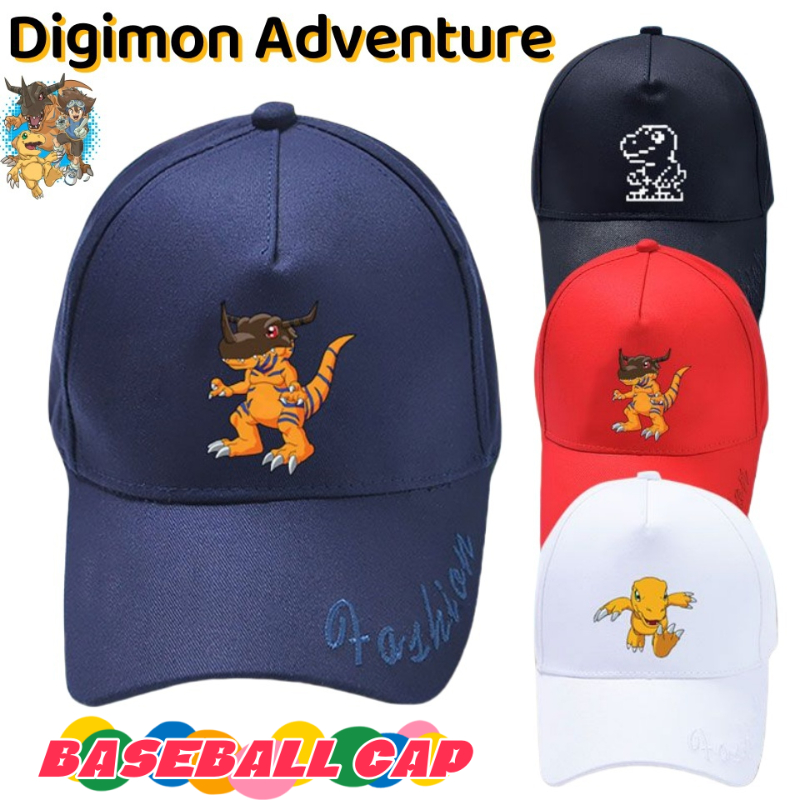 Outdoor Adventure Japan - หมวกแก๊ปแฟชั่นลายการ์ตูนดิจิมอน อะกูมอน เกรย์มอน สำหรับนักเรียน กิจกรรมกลางแจ้ง ป้องกันแสงแดด