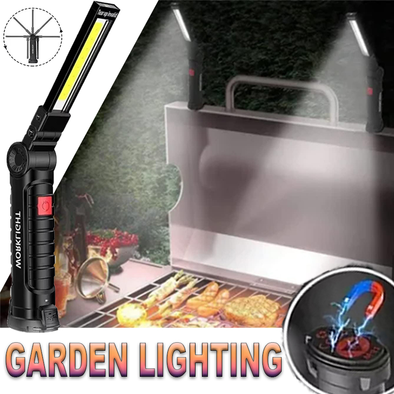 Outdoor Adventures - ไฟฉาย LED แบบพกพาพร้อมตะขอแม่เหล็กกลางแจ้งทํางานซ่อม Type-C โคมไฟแบบชาร์จไฟได้โคมไฟสําหรับ Camping