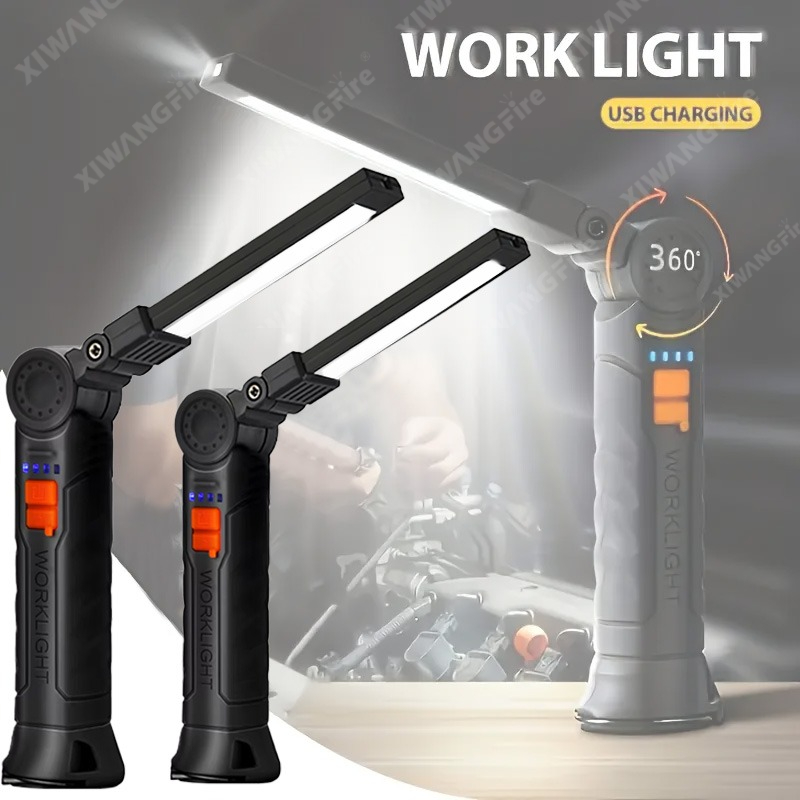 Outdoor Adventures - ไฟฉาย LED แบบชาร์จไฟได้พร้อมแม่เหล็กและตะขอ, กันน้ำสำหรับงานรักษาความปลอดภัยในสถานที่ทำงาน ทำงานกลางคืน ตั้งแคมป์กลางแจ้ง