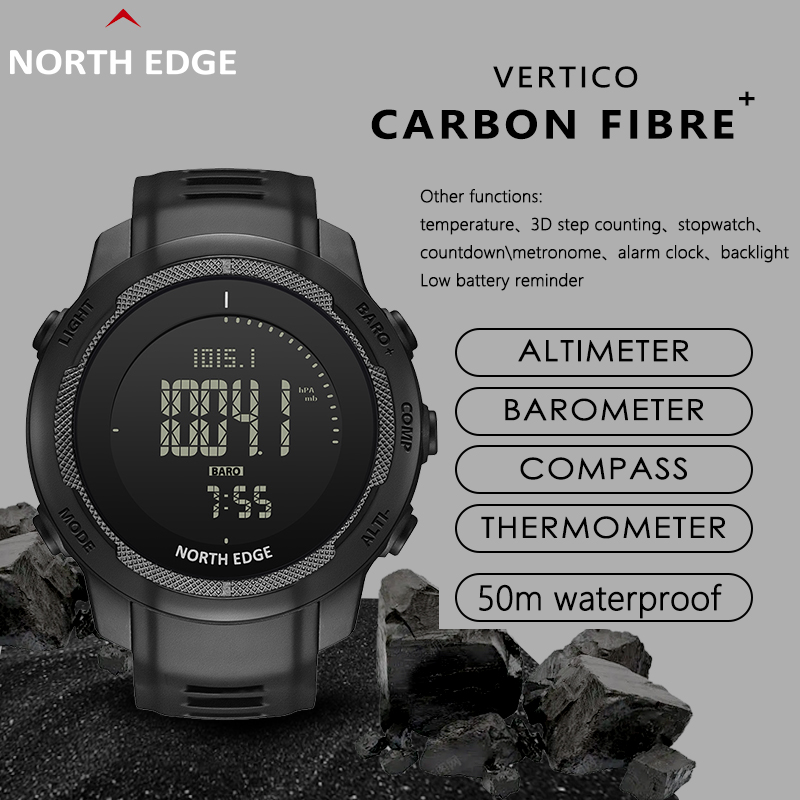 Outdoor Adventure Brand - นาฬิกากีฬากลางแจ้ง NORTH EDGE รุ่น VERTICO คาร์บอนไฟเบอร์