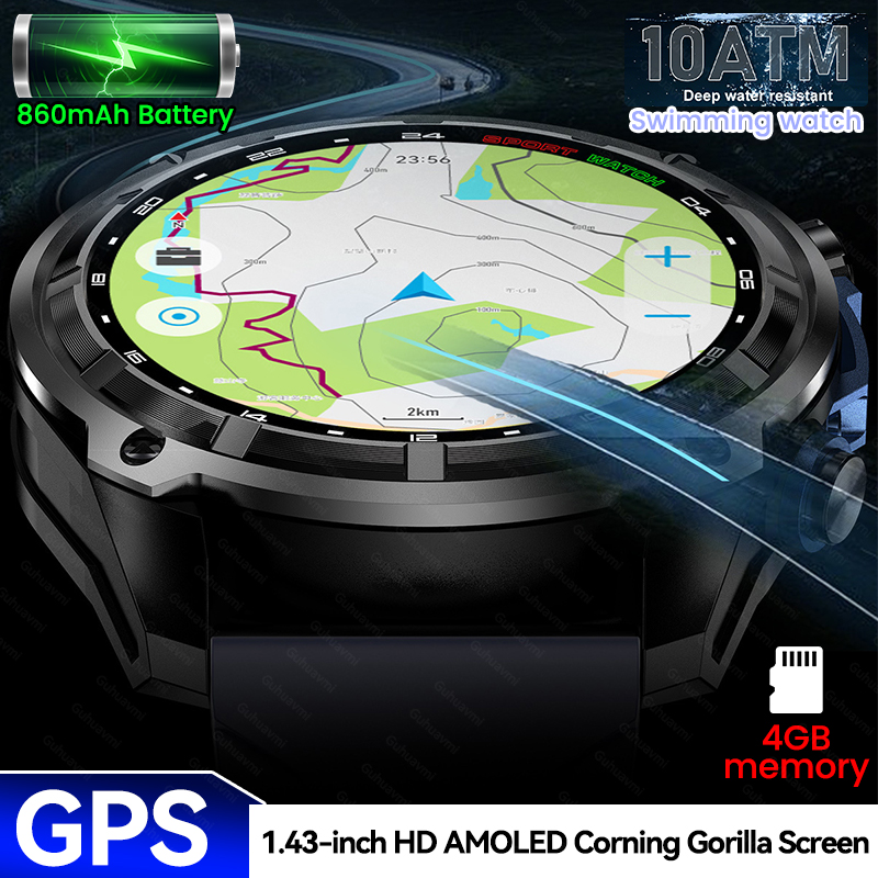 Outdoor Adventure Hours - นาฬิกาสมาร์ทวอทช์ผู้ชาย New Adventure GPS หน้าจอ Corning