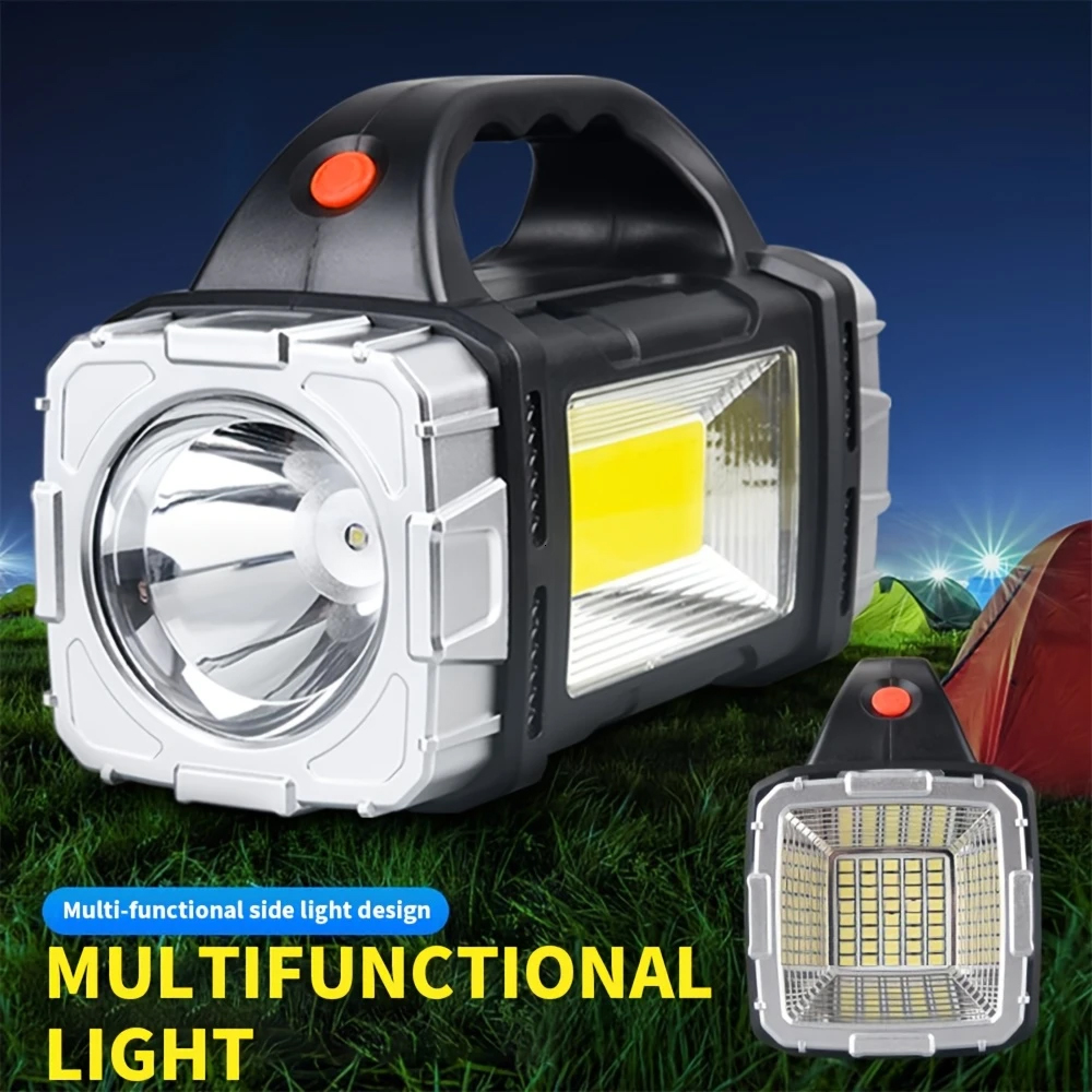 Outdoor Adventures - ไฟฉายแบบพกพาที่มีประสิทธิภาพแบบชาร์จไฟได้ผ่าน USB ไฟ LED พลังงานแสงอาทิตย์พร้อมไฟทำงานแบบ COB
