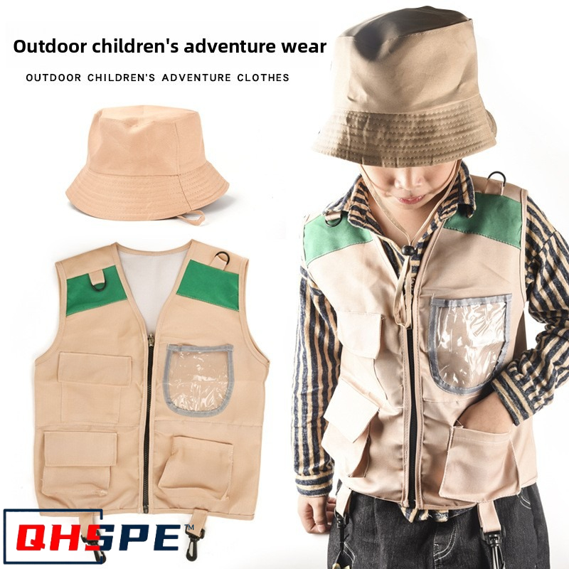 Outdoor Adventure Activities For Kids - เด็ก Explorer เสื้อกั๊กและหมวกเครื่องแต่งกาย Safari Cargo เสื้อกั๊กเด็กชุดผจญภัยกลางแจ้งสําหรับเด็กเล็ก