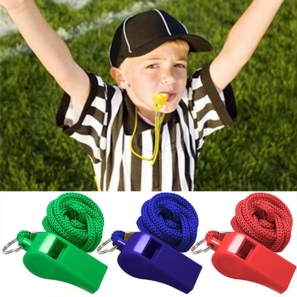 Emergency Whistle Pea - นกหวีดพลาสติก 10 ชิ้น พร้อมสายคล้องคอ เสียงดัง สำหรับกรรมการกีฬา
