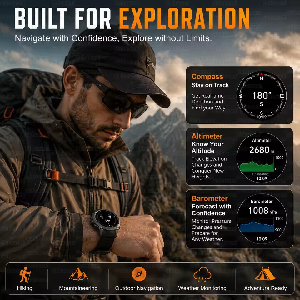 ใหม่ GPS ในตัวนาฬิกาสมาร์ทผู้ช - Outdoor Adventure Hours บทวิจารณ์และราคา